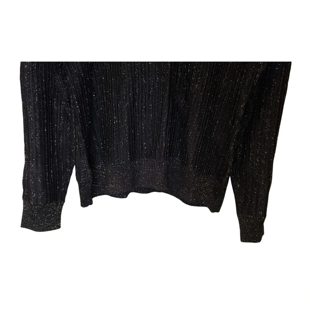 St. John Couture Womens V Neck Black Gold Long Sleeve Sweater Size Large Classic